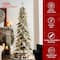 Glitzhome; 7.5ft. Pre-Lit Flocked Pencil Spruce Artificial Christmas Tree, Warm White LED Lights; Category:Shop All Christmas Trees; Image:8